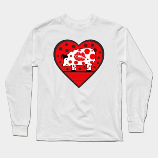 Lipstick Kiss Polka Dot Pig Valentine Long Sleeve T-Shirt